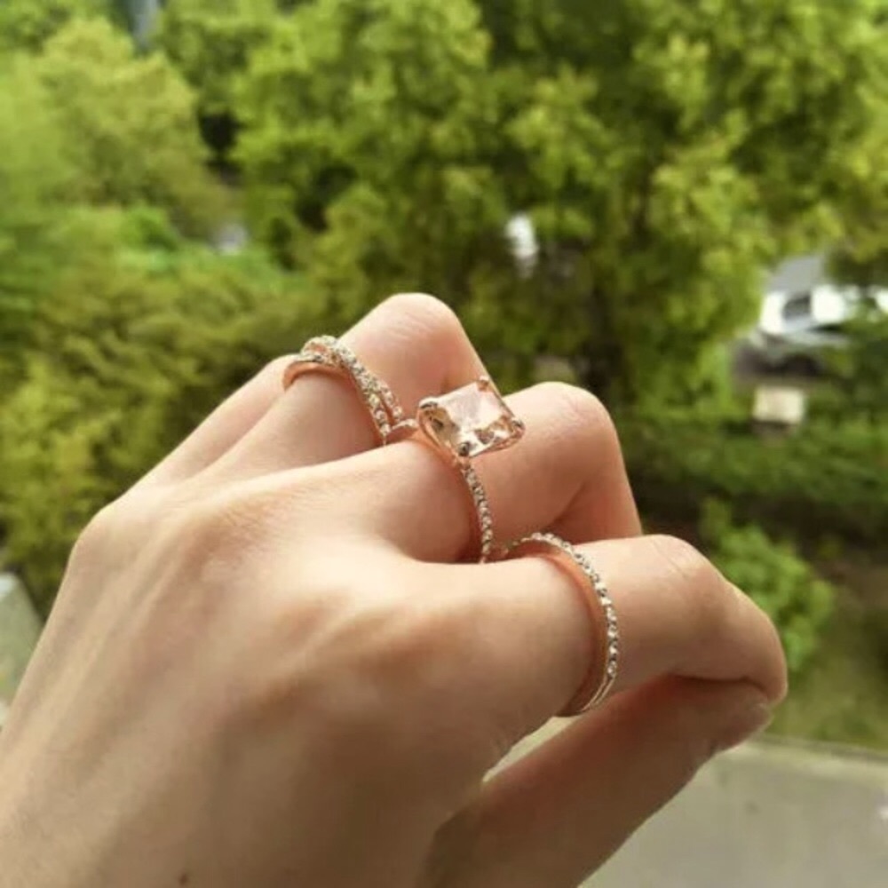 🌺 Morganite Emerald Cut 3 pc. Set in RGF Setting - Picture 3 of 4